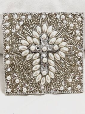EVDY Beaded Cross 4x4 Notepad 96 Blank Pages NWT